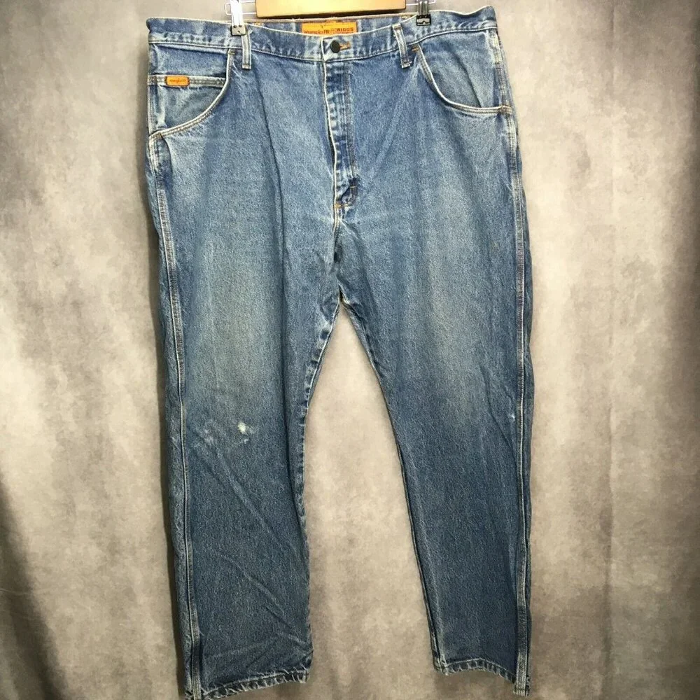 Wrangler FR Riggs Men Jeans Blue size 42x32 Workwear Denim Flame Resistant Pants